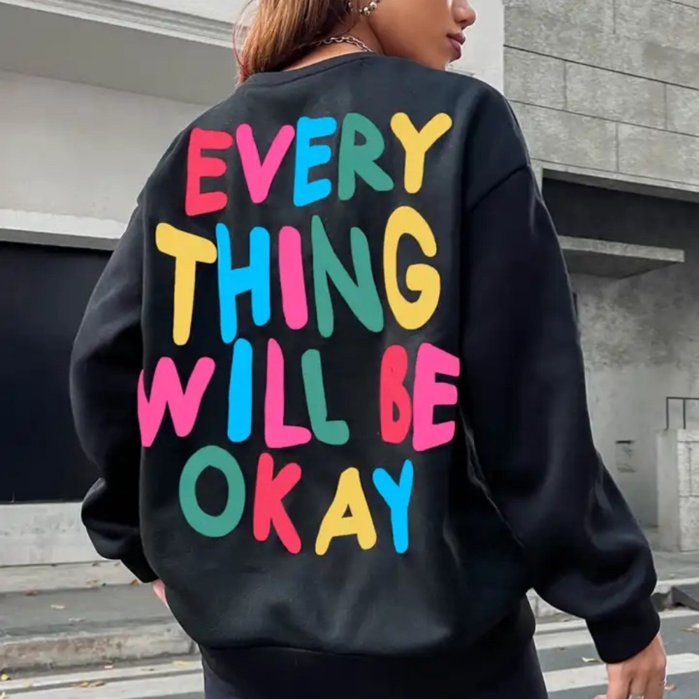 Positive Vibes Black Sweatshirt in Medium
